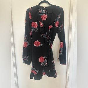 Black Floral wrap dress